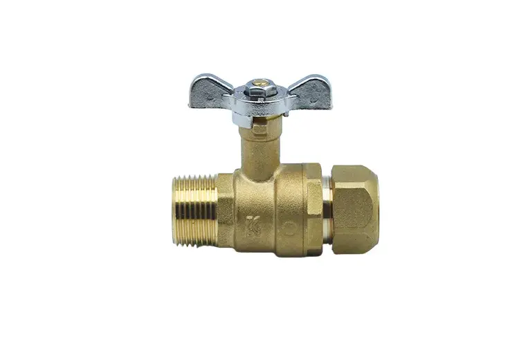 Male Thread Ferrule Brass Ball Valve with Butterfly Handle